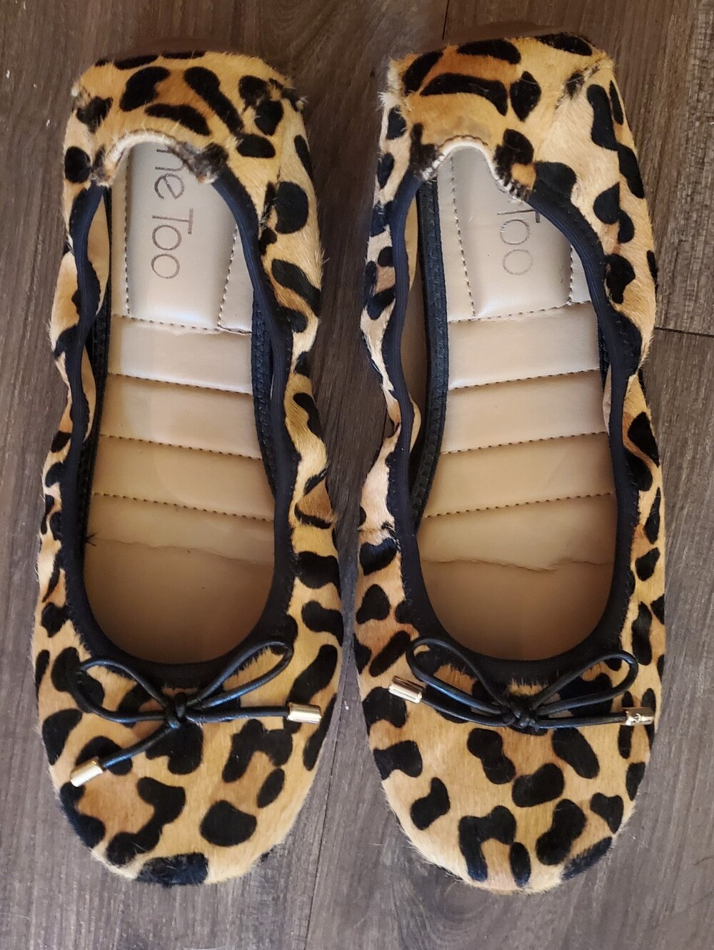 Leopard Print Ballet Flats in Tan and Black